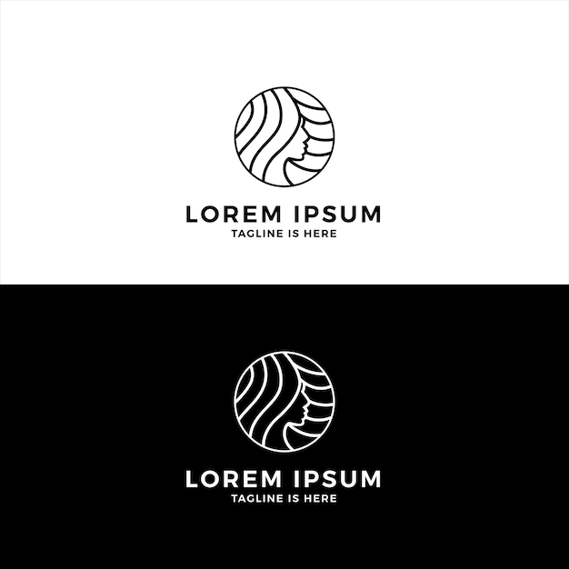 Line art schöne frauen logo design inspiration