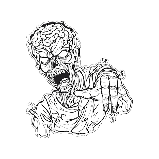 Vektor line-art-zombie-t-shirt-design