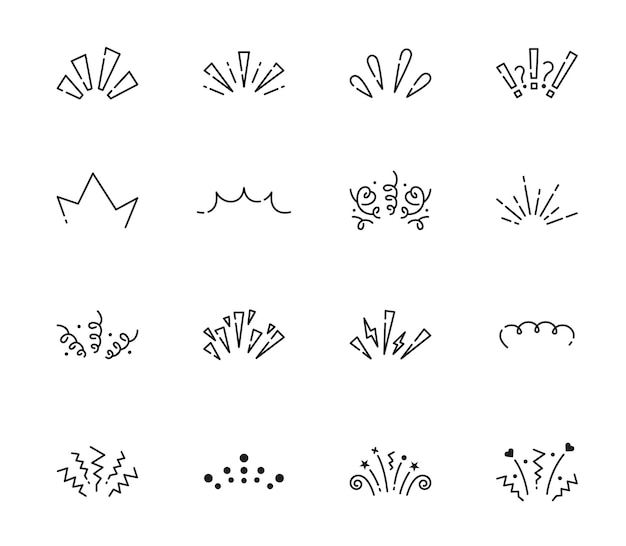 Line doodle sparkle sun shine und sunburst strahlen