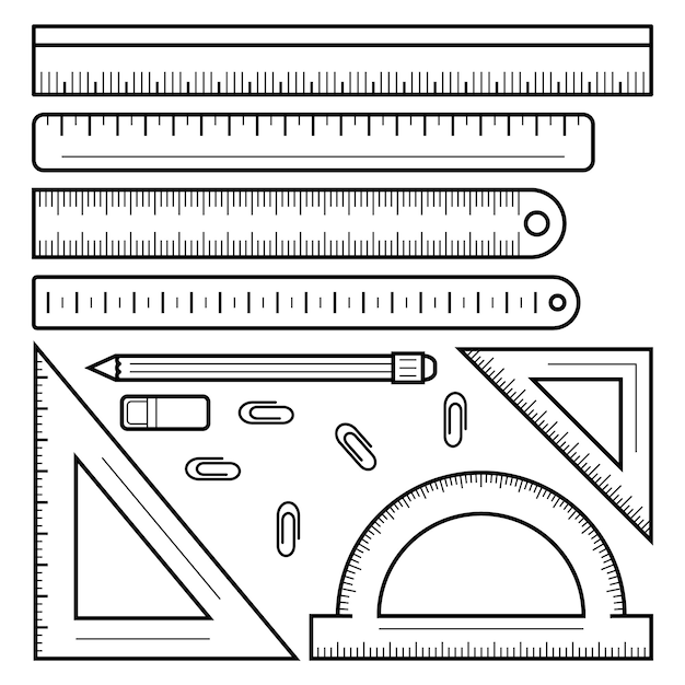 Lineal-Band-Icon-Set. Gliederungssatz Linealbandvektorikonen