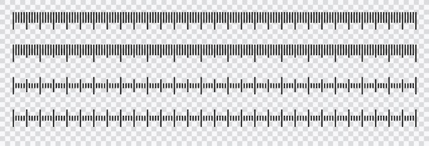 Vektor linealmaß maßstabsdiagramm zur längenmessung isoliert auf transparentem hintergrund