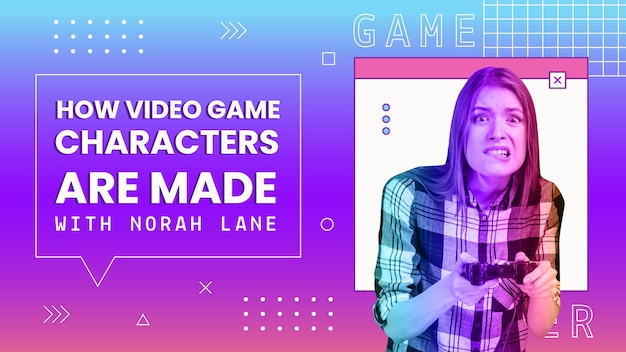 Lineare flache Retro Gamer Youtube Thumbnail