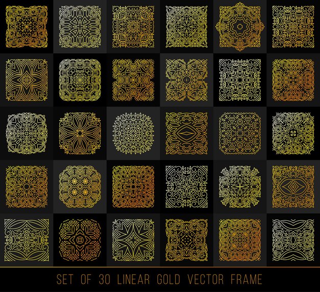 Lineare Gestaltungselemente. Big Set Gold Ornament für Ihr Design, Flyer, Promotion, Anwendung.