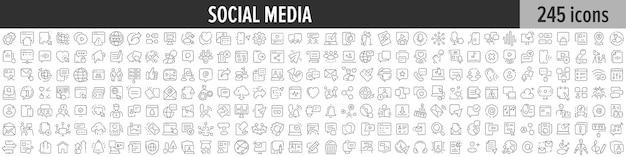Vektor lineare ikonensammlung für soziale medien