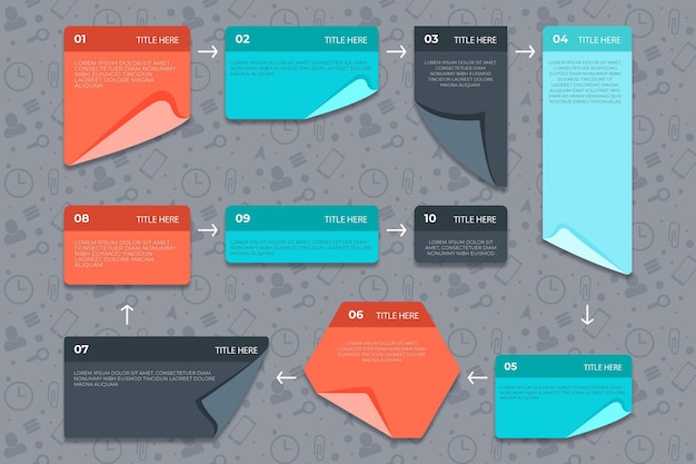 Vektor lineare post-its-board-infogrpahics