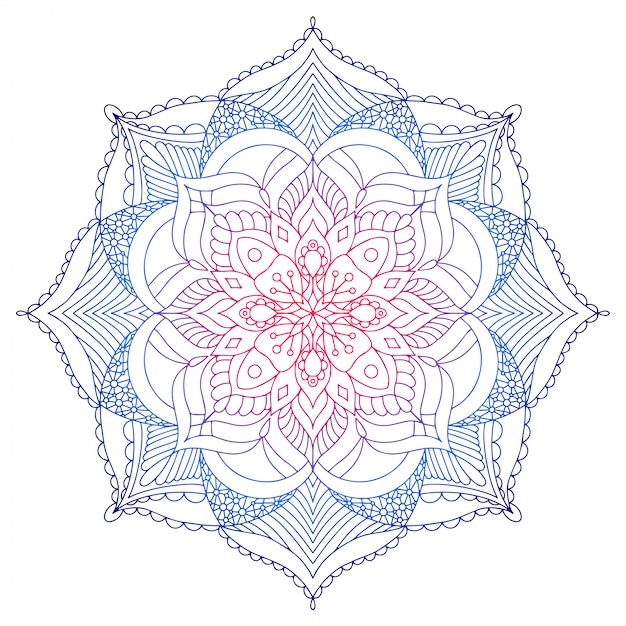 Lineare zier mandala in hellen farbverlauf gemacht