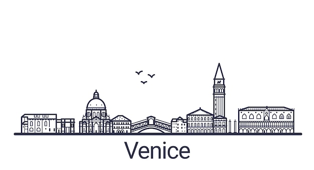Lineares Banner der Stadt Venedig in der Hand gezeichnet