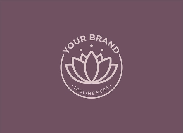 Lineares lotus-logo-vektordesign blumenkreis-symbol yoga-logo