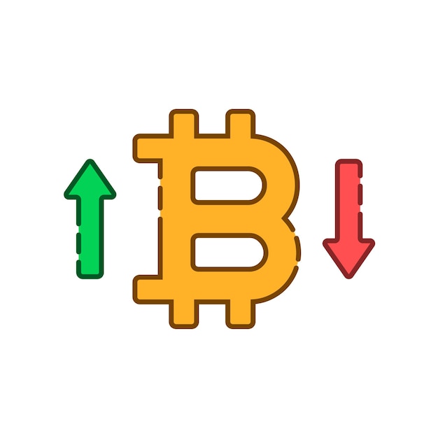 Lineares symbol für bitcoin-kurs nach oben und unten