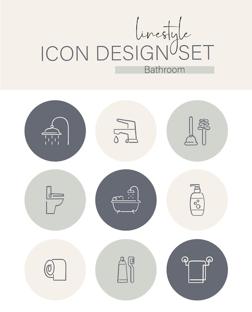 Linestyle-icon-design-set badezimmer