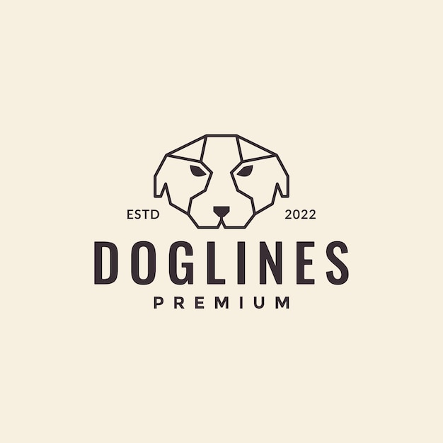 Linie kopf hund minimal hipster logo design vektorgrafik symbol symbol illustration kreative idee