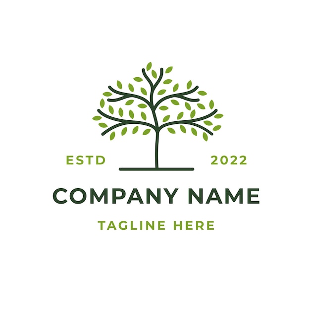 Linie Kunst Baum Logo Design Vektor