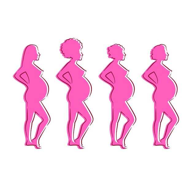Vektor linie kunst schwangere frauen vektor-illustration