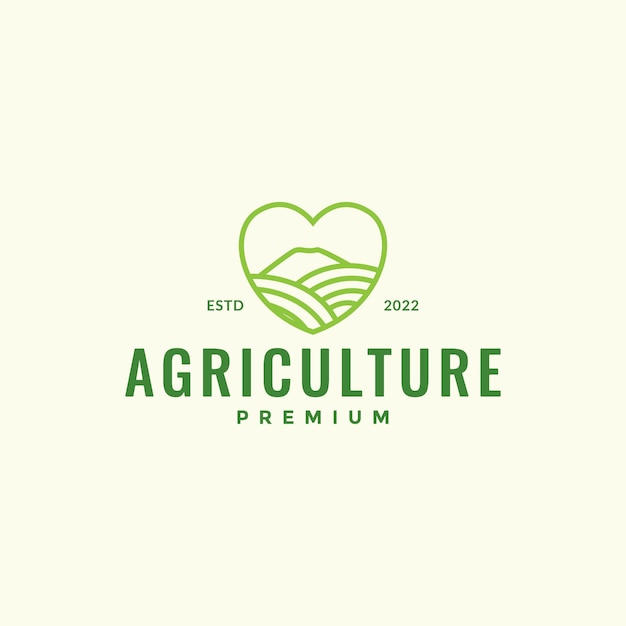 Linie liebe mit landwirtschaft landwirt logo design vektorgrafik symbol symbol illustration kreative idee