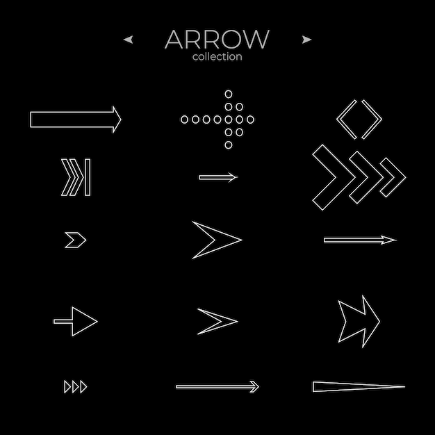 Linie pfeilsymbolsatz sammlung von liniensymbolen moderne vektorsymbole