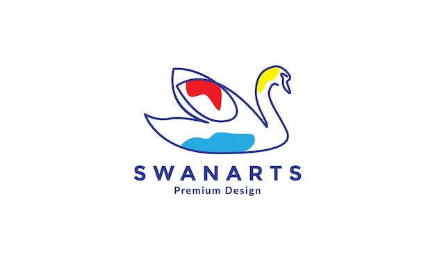 Linien abstrakte bunte Gans oder Schwan Logo Vektor Symbol Symbol Illustration Design