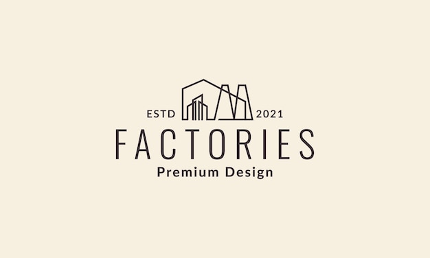 Linien fabrik oder industriegebäude logo symbol symbol vektorgrafik design illustration