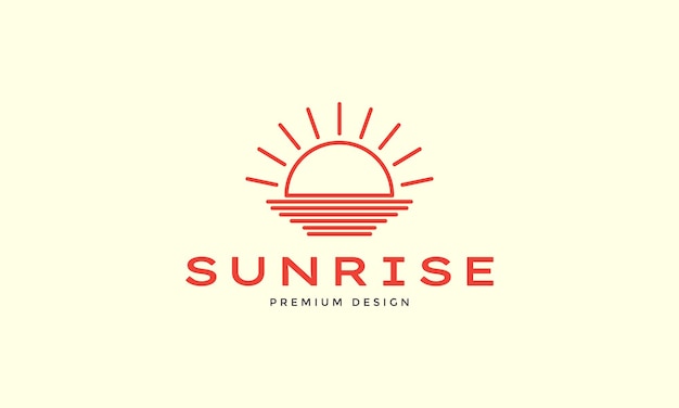 Linien Hipster Sonnenuntergang mit Meer Logo Symbol Symbol Vektorgrafik Design Illustration