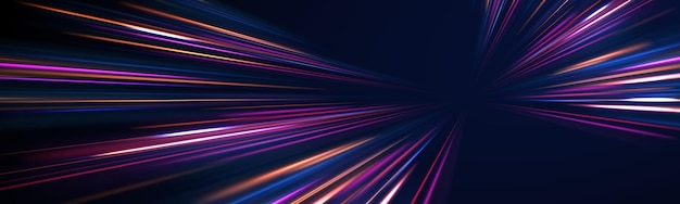 Linien in Form eines Kometen gegen einen dunklen Hintergrund Illustration des Hochgeschwindigkeitskonzepts