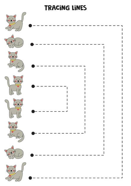 Linien nachzeichnen für kinder süße katzen schreibübungen