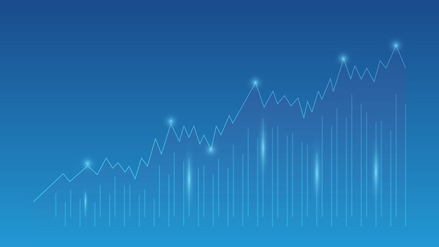Vektor liniendiagramm mit balkendiagramm zeigt börsenkurs oder finanzinvestitionsgewinn