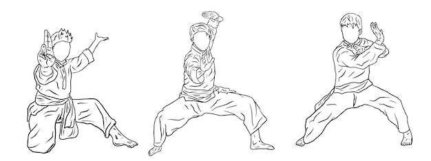 Linienkunst-Pencak-Silat-Kämpfer