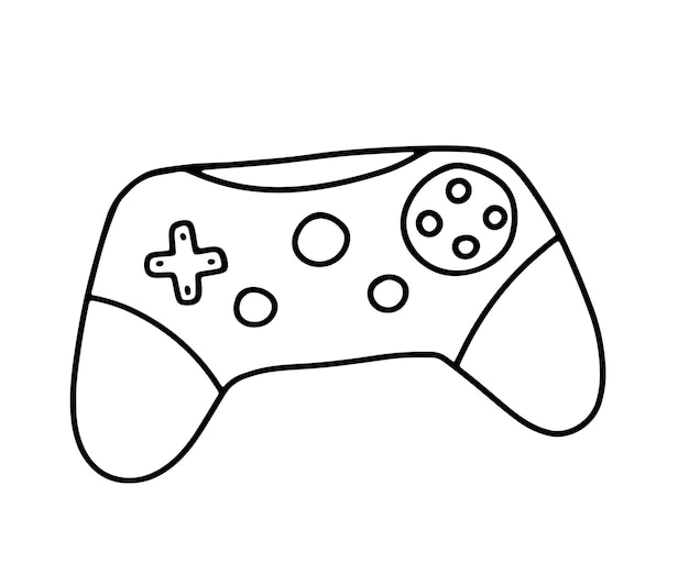 Linienskizzen-Joystick Doodle-Vektor-Gamepad isoliert auf Weiß