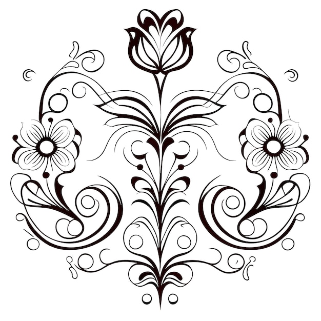 Vektor linienzeichnung blumen bouquet dekoration oder blumenarrangement blumen und blätter linienkunst
