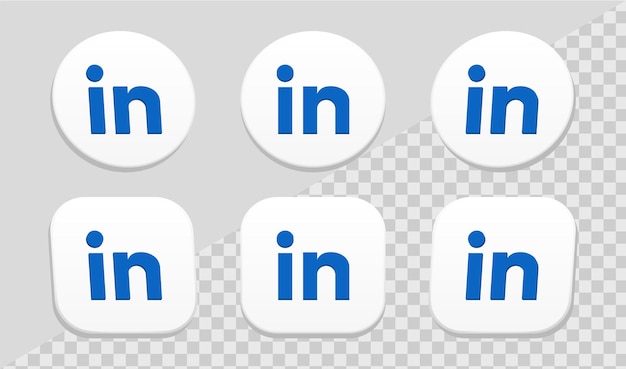 Vektor linkedin-logo mit 3d-symbol für social-media-symbole logos im sammlungssatz für weiße kreise und quadratische rahmen