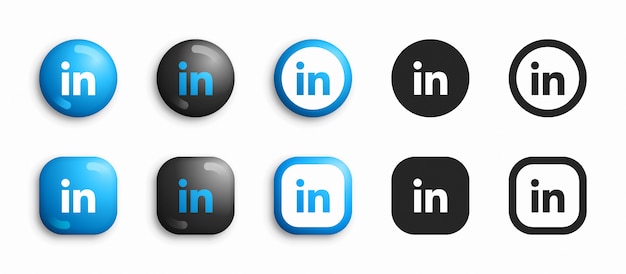 Linkedin modern 3d und flat icons set