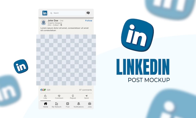 LinkedIn-Post-Interface-Template mit weißem Thema