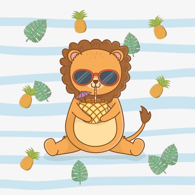 Lion cartoon und sommersaison