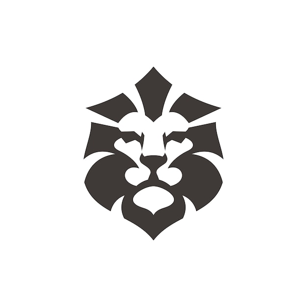 Lion Gesicht Kopf und Schild Abzeichen Emblem Wappen Vektor Icon Logo