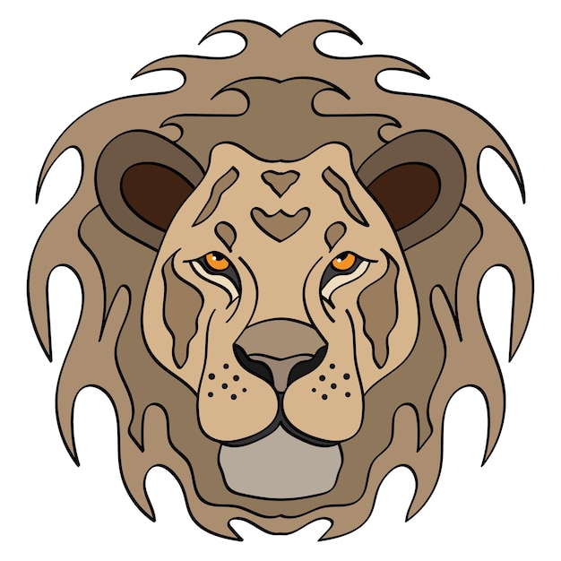 Vektor lion head illustration sportmaskottchen oder teamlogo im flachen stil cartoon-bild in vektorgrafiken