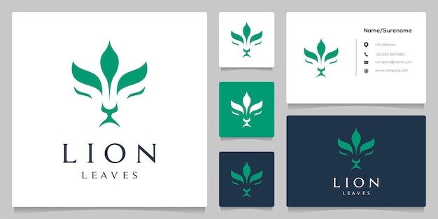 Lion head leaf pflanze natur logo-design