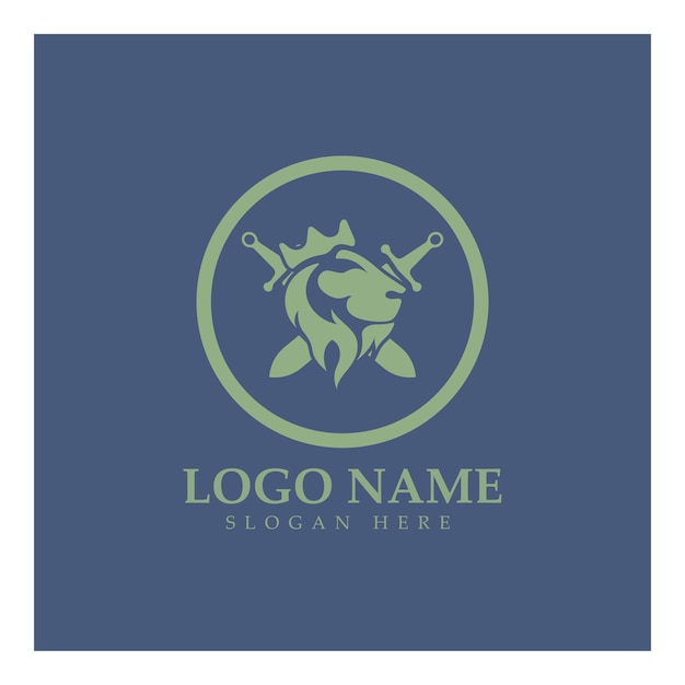 Lion king logo vektor illustration designgold lion king head sign konzept isoliert auf schwarzem hintergrund