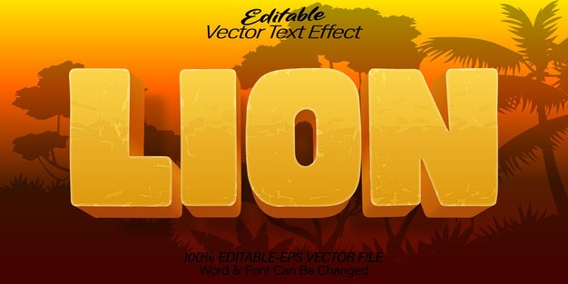 Lion Vector Text-Effekt Bearbeitbares Alphabet Wildtiere Katzen Zoo Afrika Safari
