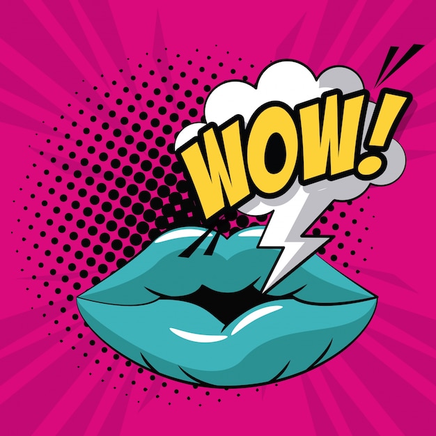 Lippen wow pop-art-symbol