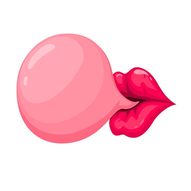 Vektor lips und bubble gum symbol cartoon illustration vektor
