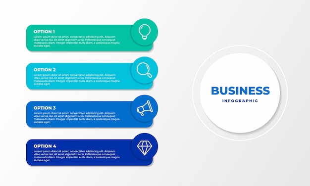 Liste und option usiness infografik vorlagendesign