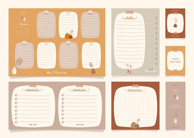 Listen-Notizpaket mit Boho-Themenillustration zu tun