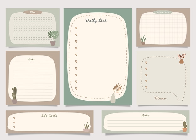 Listennotizpaket mit Boho-Pflanzenillustration