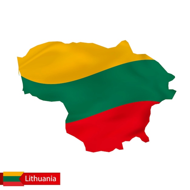 Litauen-karte mit wehender flagge litauens