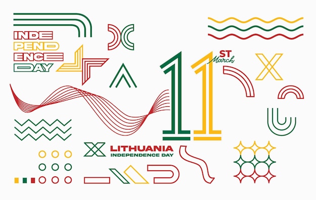 Vektor litauischer unabhängigkeitstag geometrische abstrakte hintergrundform mit dem logo des 11. märz