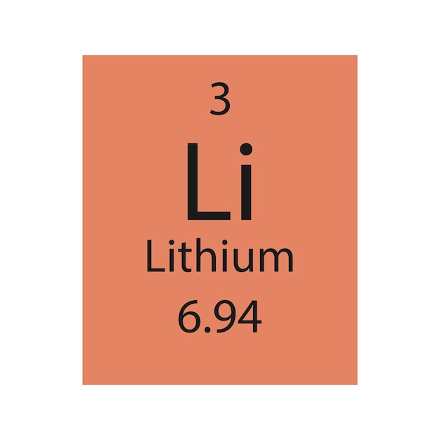 Lithium-symbol chemisches element des periodensystems vektorillustration