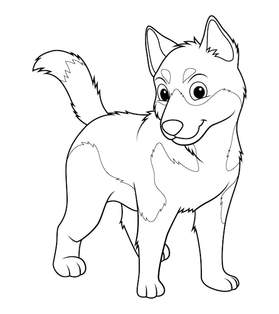 Vektor little siberian husky dog cartoon tier illustration bw