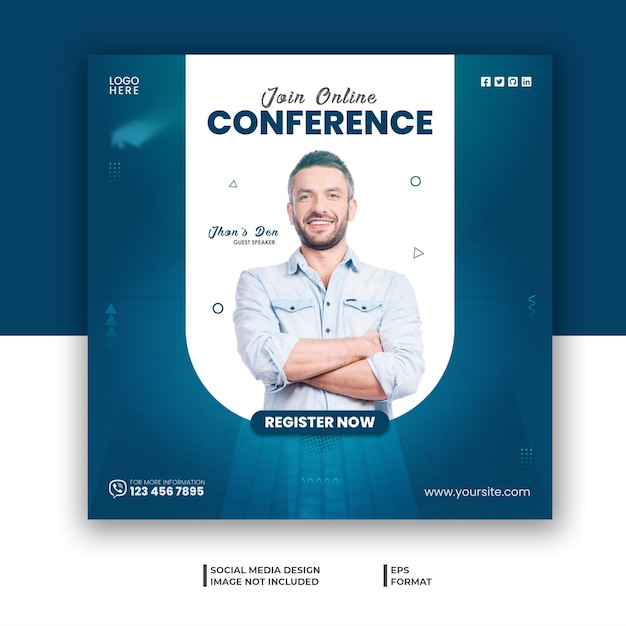 Live-Konferenz-Social-Media-Banner oder quadratischer Instagram-Flyer