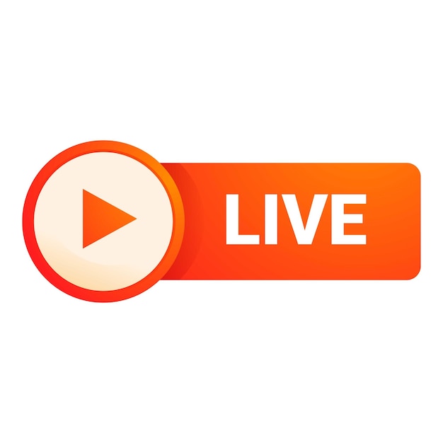 Live-Play-Knopf-Symbol Cartoon-Vektor Stream-Podcast Tag-Ereignisbericht