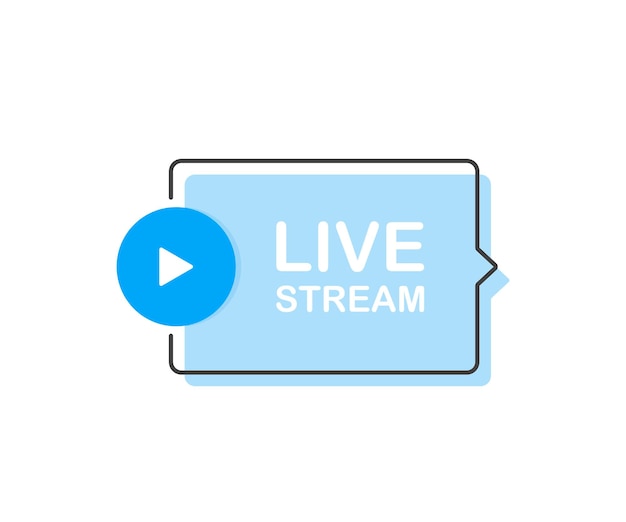 Live-stream-symbol mit play-button. moderne flache vektorillustration.