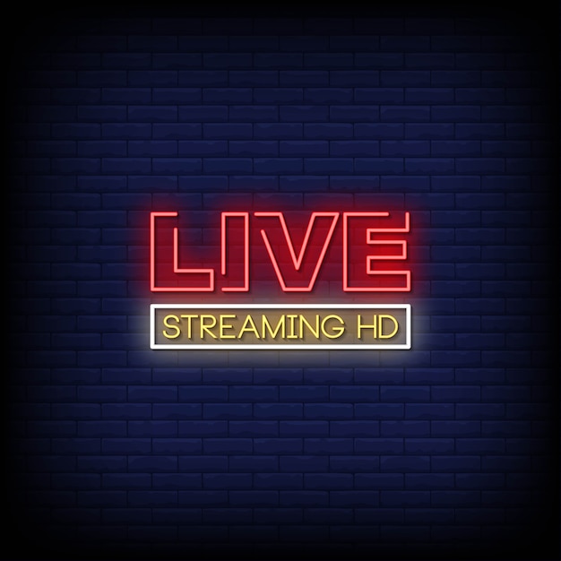 Live-streaming hd neonschilder stil text